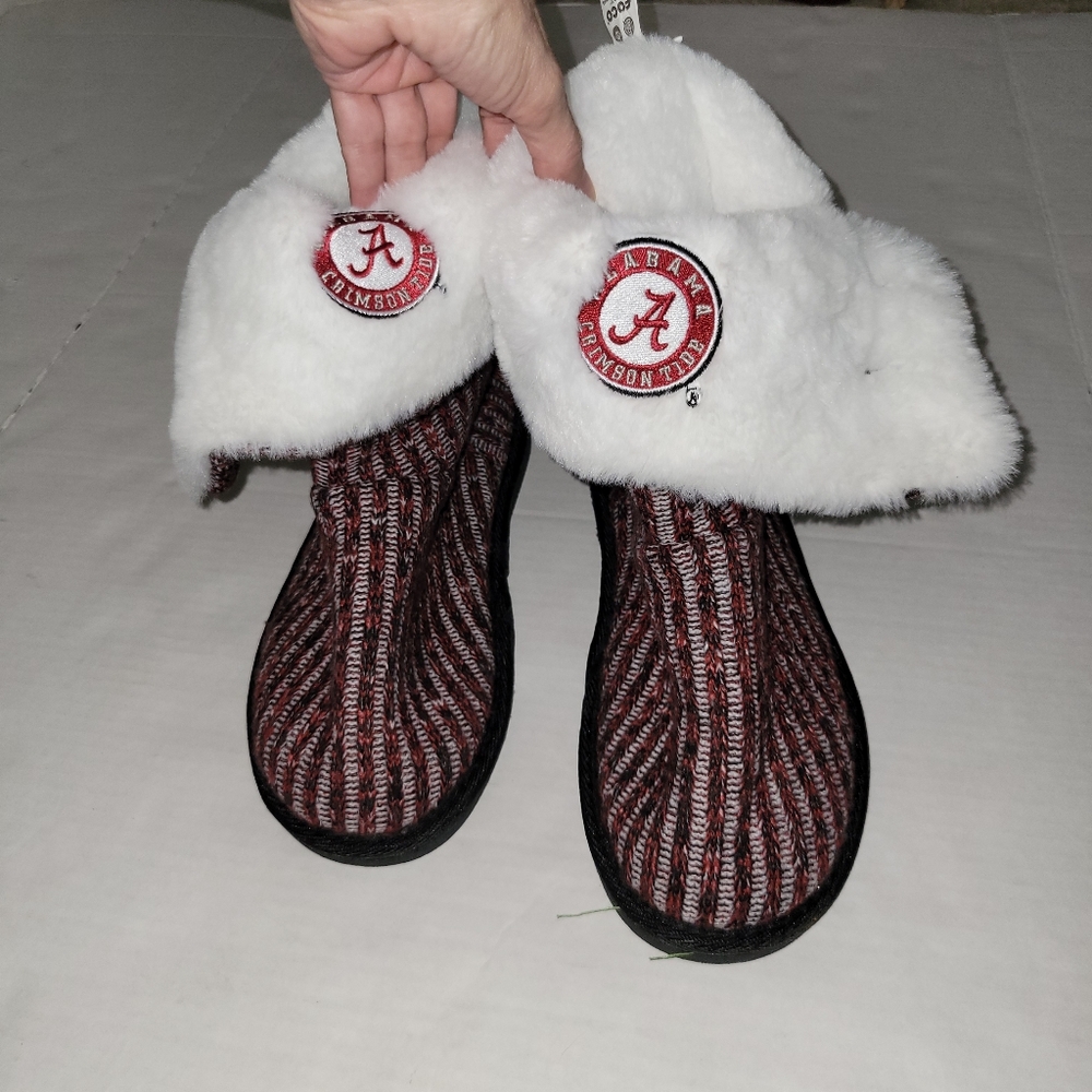 Alabama Crimson Tide FOCO Women's Color Blend Button Boots Medium Lined Faux Fur